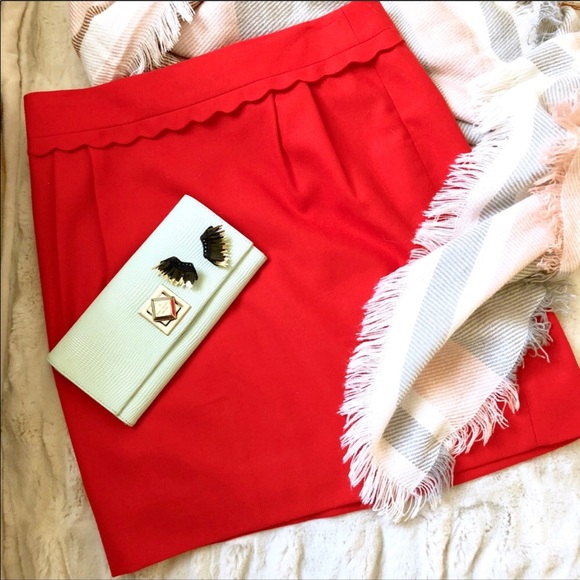 J. Crew Dresses & Skirts - J. Crew Scallop Waist Red Wool Mini